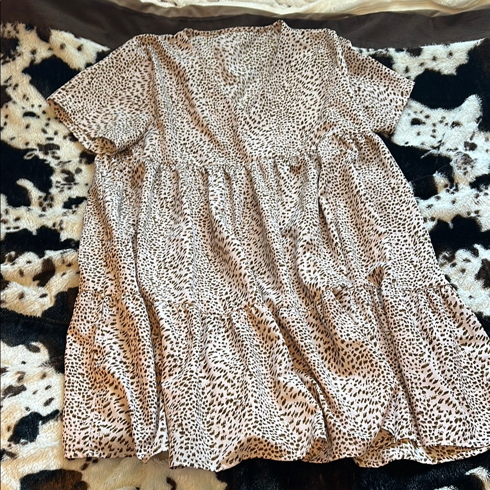Leopard Print Short Sleeve Dress